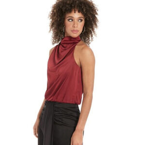 Muse Draped Cowlneck Charmeuse Top